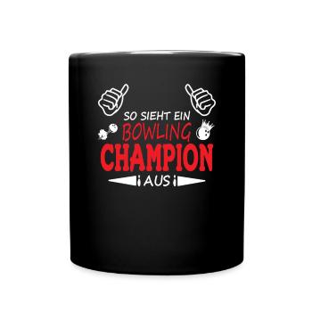 Bowling Zubehör mit Bowling Motiv - Tasse einfarbig - Schwarz - Vorne