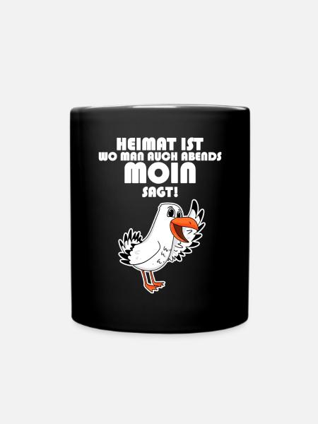 Heimat Moin Begrüßung Möwe - Tasse einfarbig - Schwarz