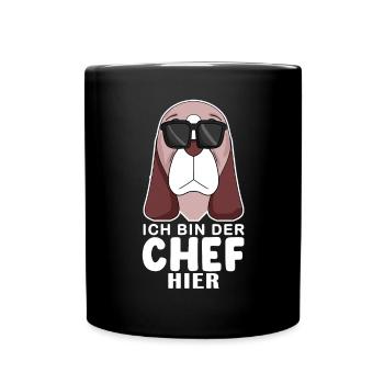 Cooler Hund Basset Hound Chef Spruch - Tasse einfarbig - Schwarz - Vorne