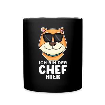 Cooler Hund Shiba Inu Chef Spruch - Tasse einfarbig - Schwarz - Vorne