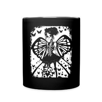 Fairycore Aesthetics Skeleton Fairy Goth Gothic G - Full Colour Mug - black - Front