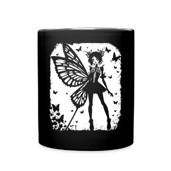 Fairycore Aesthetics Skeleton Fairy Goth Gothic G - Full Colour Mug - black - Front