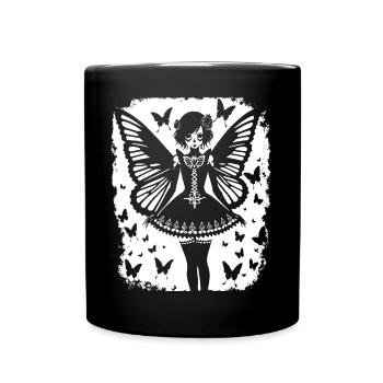 Fairycore Aesthetics Skeleton Fairy Goth Gothic G - Full Colour Mug - black - Front