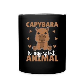 Capybara is my spirit animal - süßes Capybara - Full Colour Mug - black - Front