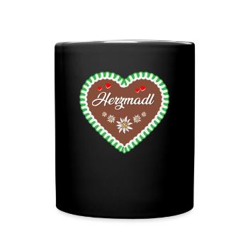 Herzmadl Trachtenshirt Lebkuchen Herz Tracht - Tasse einfarbig - Schwarz - Vorne