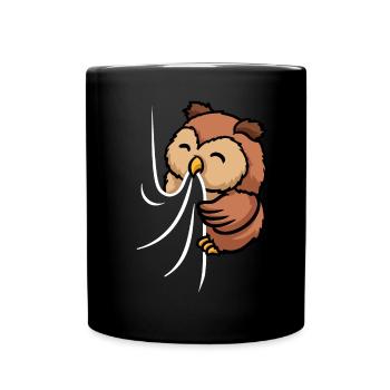 Mignon Hibou Tissu Mordant Hibou suceur - Mug uni - noir - Devant