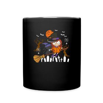 Crazy Black Cat Witch - Full Colour Mug - black - Front