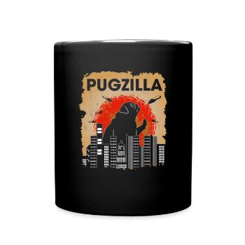 Pugzilla Cute Dog Pug - Tasse einfarbig - Schwarz - Vorne