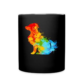 Hund Splash Art Hunde Tierliebhaber - Tasse einfarbig - Schwarz - Vorne