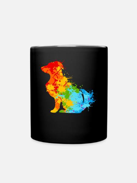 Hund Splash Art Hunde Tierliebhaber - Tasse einfarbig - Schwarz