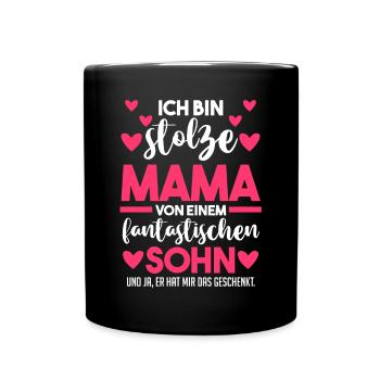 Muttertag Mutter Sohn Mama - Tasse einfarbig - Schwarz - Vorne