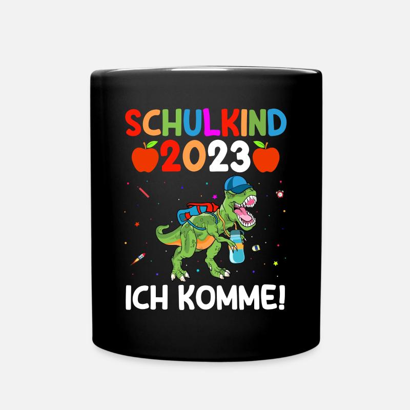 Schulkind 2023 Schulbeginn Dinosaurier Einschulung - Tasse einfarbig - Schwarz