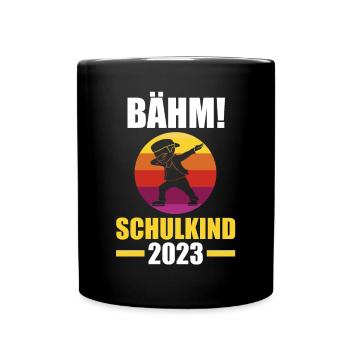 Schulkind 2023 Schulbeginn Einschulung - Tasse einfarbig - Schwarz - Vorne