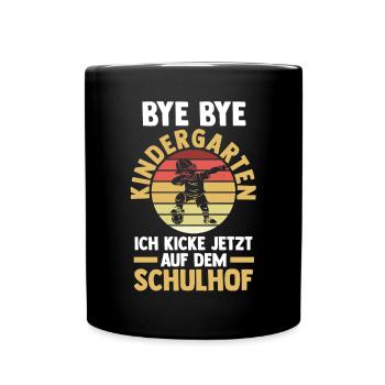 Schulkind Schulbeginn Fußball Einschulung - Tasse einfarbig - Schwarz - Vorne