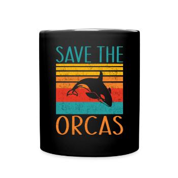 Orca Wal Geschenke - Tasse einfarbig - Schwarz - Vorne