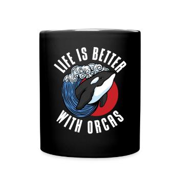Orca Wal Geschenke - Tasse einfarbig - Schwarz - Vorne