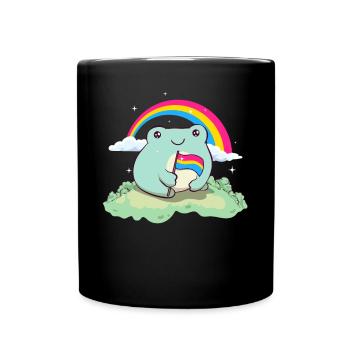 Pansexual Pride Pan Flag Mignon Grenouille Subtil - Mug uni - noir - Devant