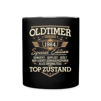 Oldtimer Baujahr Jahrgang 1984 Geburtstag Geschenk - Tasse einfarbig - Schwarz - Vorne