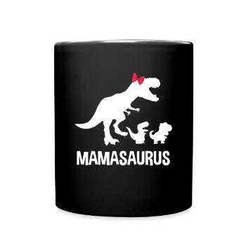 Mamasaurus Dinosaurus Familie - Lustiges Muttergeschenk I - Tasse einfarbig - Schwarz - Vorne