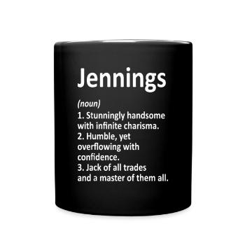 JENNINGS Definition Funny Surname Family Birthday - Full Colour Mug - black - Front