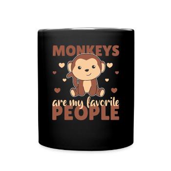 Affen sind meine liebsten Leute - süßer Affe - Tasse einfarbig - Schwarz - Vorne