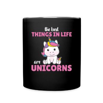 The best things in life are unicorns cute animal - Full Colour Mug - black - Front