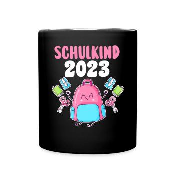 Schulkind 2023 Schulbeginn Einschulung - Tasse einfarbig - Schwarz - Vorne