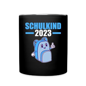 Schulkind 2023 Schulbeginn Einschulung - Tasse einfarbig - Schwarz - Vorne