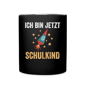 Schulkind Schulbeginn Erste Klasse Rakete Einschul - Tasse einfarbig - Schwarz - Vorne
