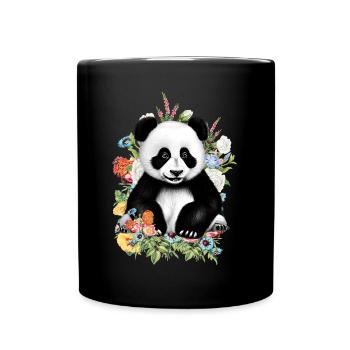 Fleurs de panda - Mug uni - noir - Devant