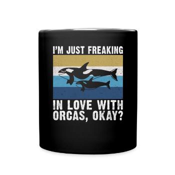 Orca Wal Geschenke - Tasse einfarbig - Schwarz - Vorne