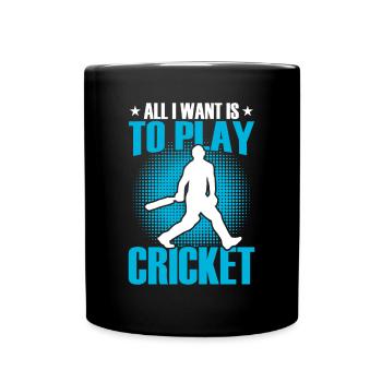 Ich Will Nur Cricket Spielen - Tasse einfarbig - Schwarz - Vorne