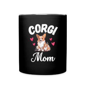 Corgi Mama Hundebesitzer Muttertag Süßes Corgi - Tasse einfarbig - Schwarz - Vorne