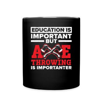 Axt werfen Beil Werfer Axt Wurf Holzfäller - Tasse einfarbig - Schwarz - Vorne