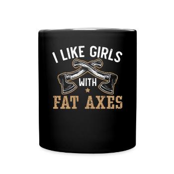 Axt werfen Beil Werfer Axt Wurf Holzfäller - Tasse einfarbig - Schwarz - Vorne