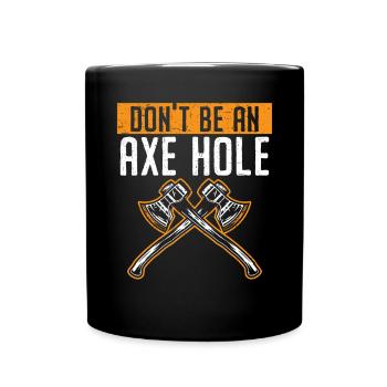 Axt werfen Beil Werfer Axt Wurf Holzfäller - Tasse einfarbig - Schwarz - Vorne