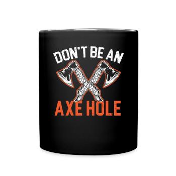 Axt werfen Beil Werfer Axt Wurf Holzfäller - Tasse einfarbig - Schwarz - Vorne