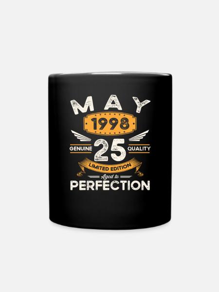 25ème Anniversaire Man May Millésime 1998 Légendaire - Mug uni - noir