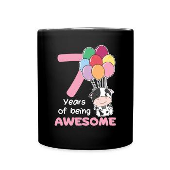 Vache pour les enfants de 7 ans de sept ans - Mug uni - noir - Devant