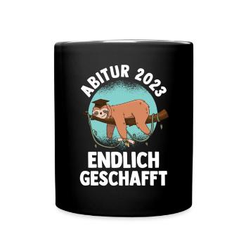 Abiturienten Abschluss Faultier 2023 Abitur - Tasse einfarbig - Schwarz - Vorne