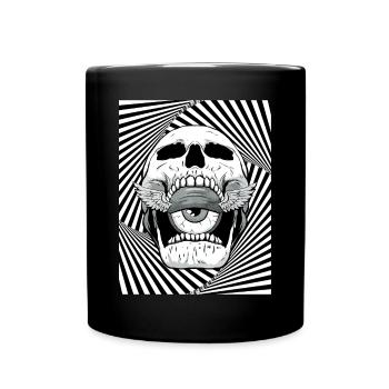 Weirdcore Aesthetic Skull Eyeball Wings - Full Colour Mug - black - Front