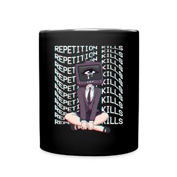 Weirdcore Ästhetische Augen TV Head Girl - Tasse einfarbig - Schwarz - Vorne