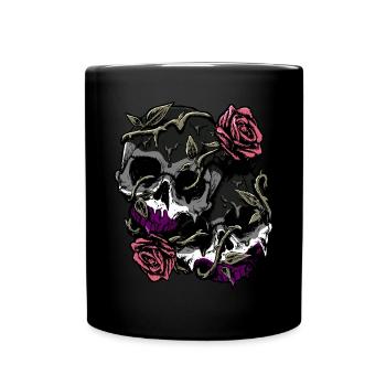 Asexual Pride Ace Flag Skull Roses Subtil LGBTQ - Mug uni - noir - Devant