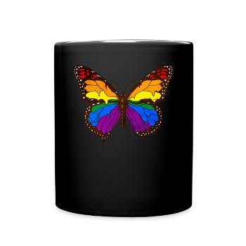 Gay Pride Rainbow Flag Butterfly - Mug uni - noir - Devant