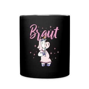 Braut Brautjungfer Bachelorette Party Polterabend - Tasse einfarbig - Schwarz - Vorne
