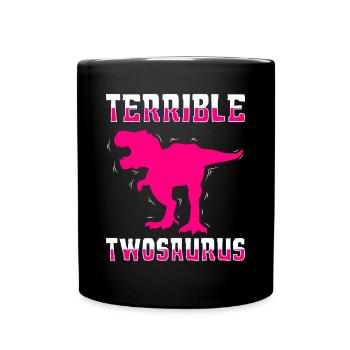 Schrecklicher Twosaurus - Tasse einfarbig - Schwarz - Vorne