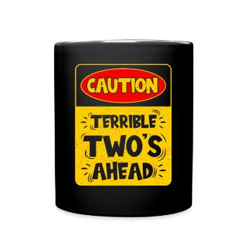 Caution: Terrible two on the way - Full Colour Mug - black - Front