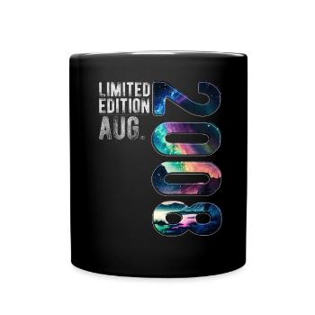 Limited Edition 2008 August Geburtstag Nordlichter - Tasse einfarbig - Schwarz - Vorne