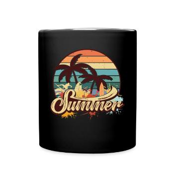 Sommer Urlaub Vintage Palmen Rente - Tasse einfarbig - Schwarz - Vorne