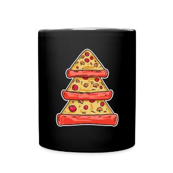 Pizza Baum - Tasse einfarbig - Schwarz - Vorne